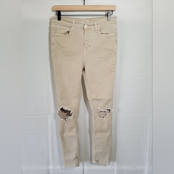 Free people style 61855-16515125 cropped skinny jeans tan, size 30 - Picture 5 of 8